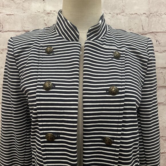 Tommy Hilfiger Womens Size S Military Open Jacket  Navy White Stripe Cotton NEW - Picture 2 of 5